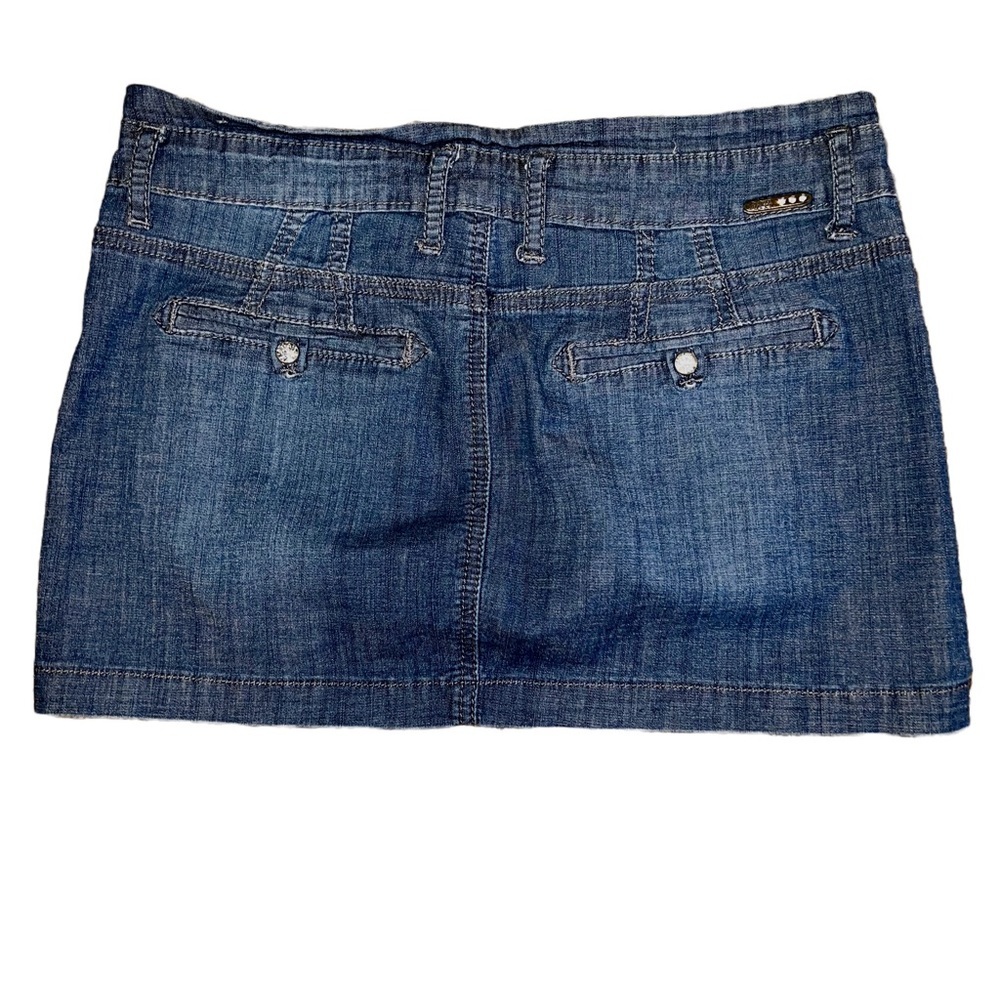 H & G (Hot and the Gang) Small blue Jean denim sexy mini skirt w/ rhinestones